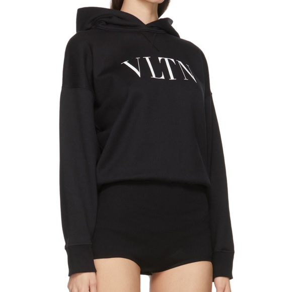 Black VLTN Hoodie Bodysuit - Picture 2 of 8